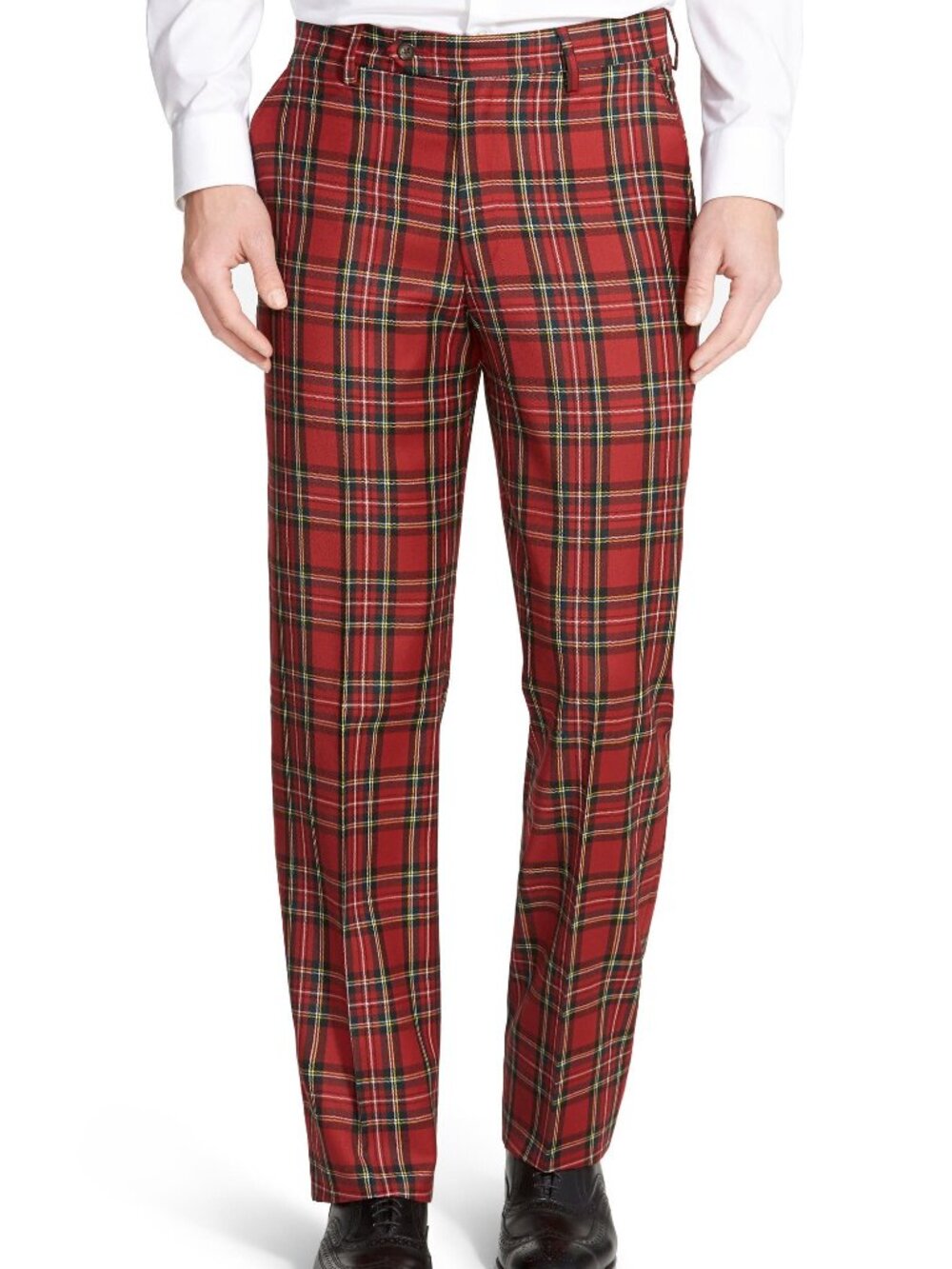 Berle Royal Stewart Tartan Wool Trousers Size 32 NWT Unhemmed